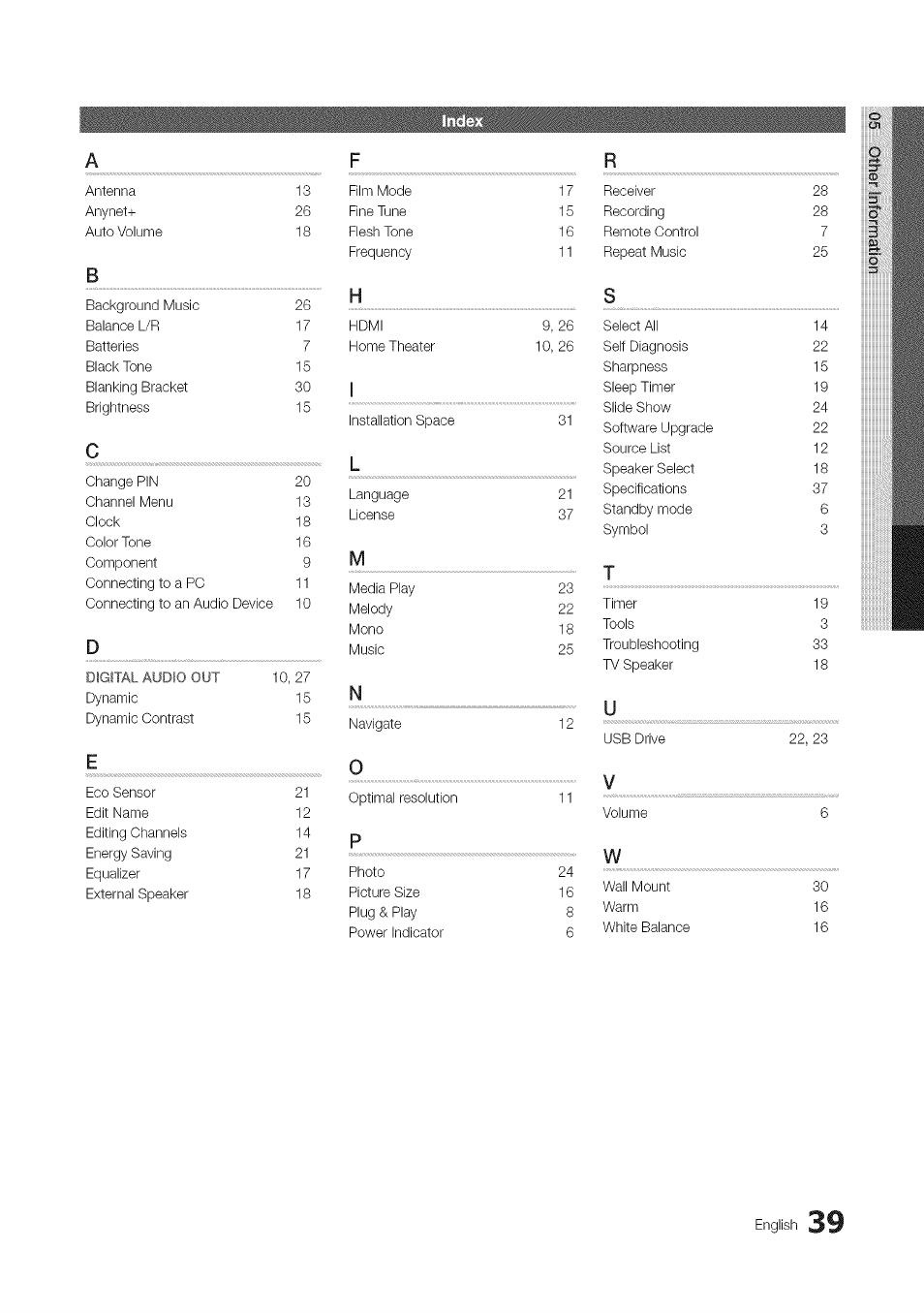 English | Samsung 430 User Manual | Page 39 / 40