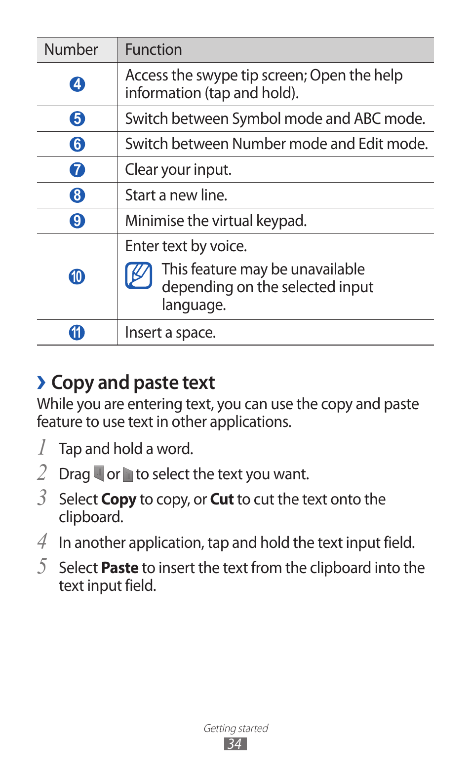 Copy and paste text | Samsung GT-P7300 User Manual | Page 34 / 133