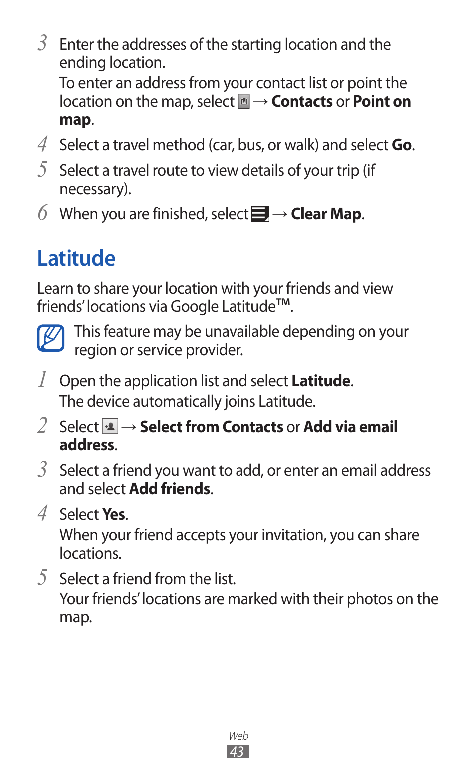 Latitude | Samsung GT-P7300 User Manual | Page 43 / 133