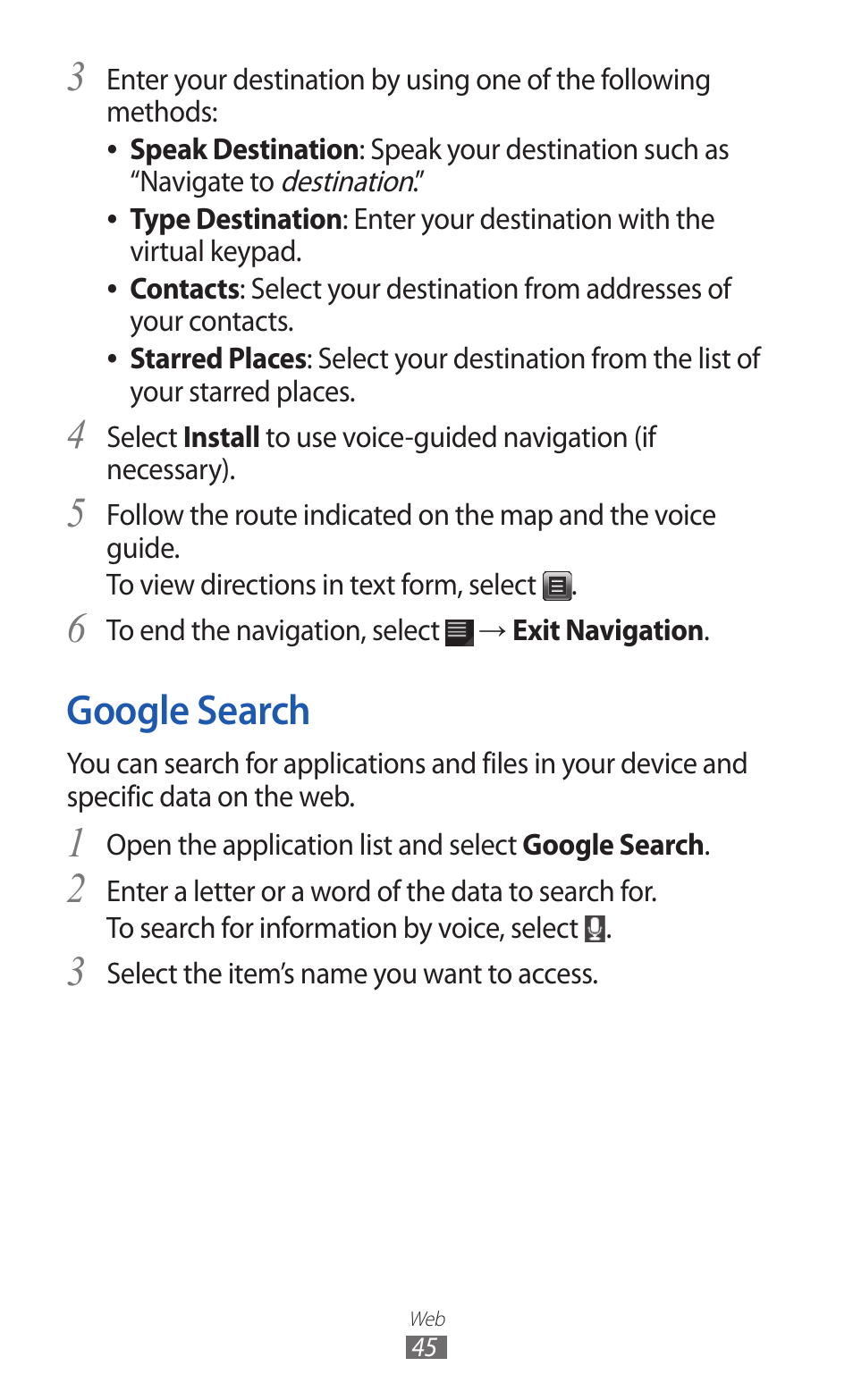 Google search | Samsung GT-P7300 User Manual | Page 45 / 133