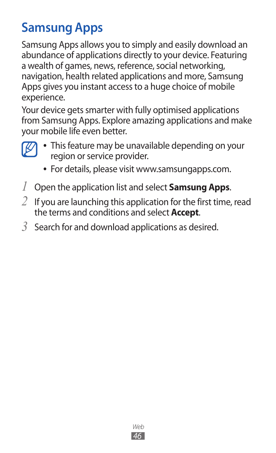 Samsung apps | Samsung GT-P7300 User Manual | Page 46 / 133
