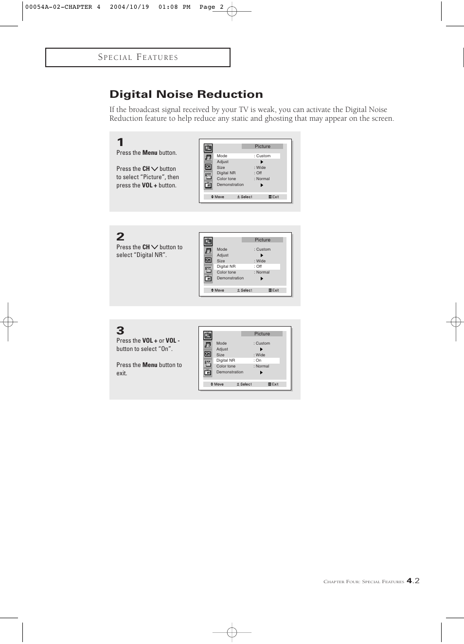 Digital noise reduction | Samsung HCN553W User Manual | Page 47 / 71