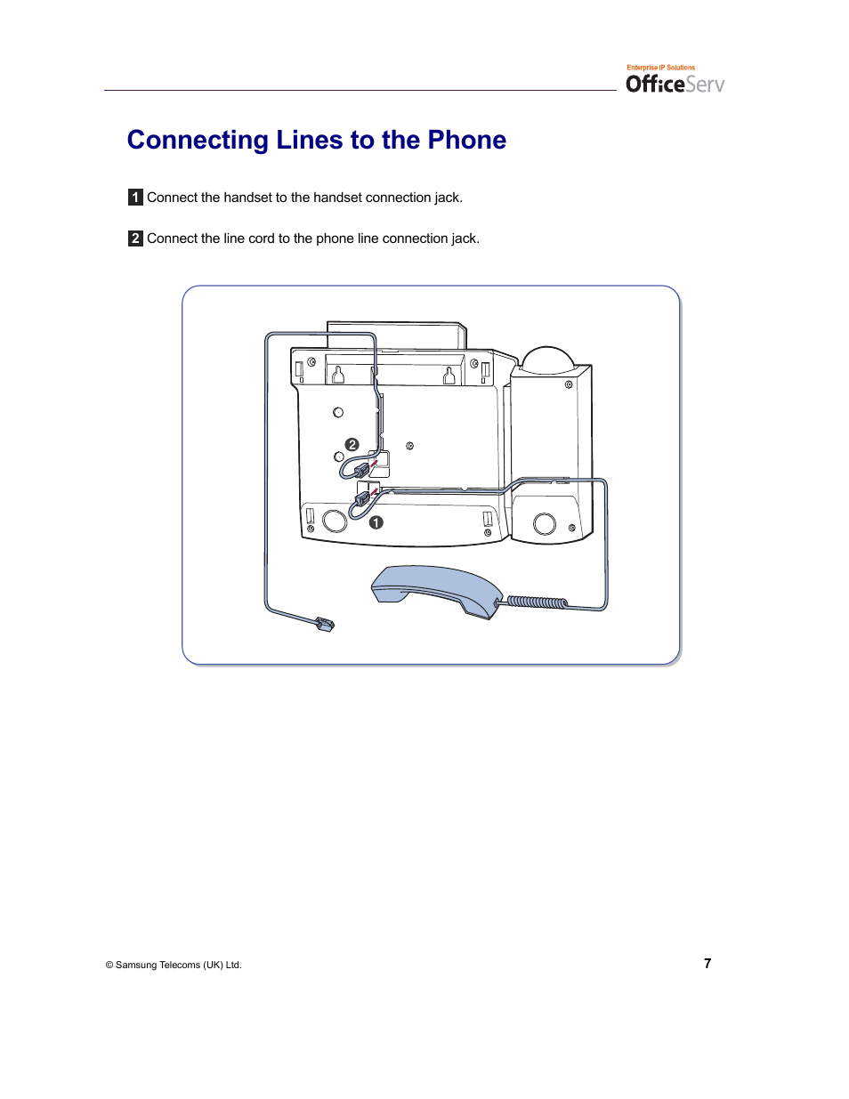 Connecting lines to the phone | Samsung and DS-5007S User Manual | Page 10 / 29