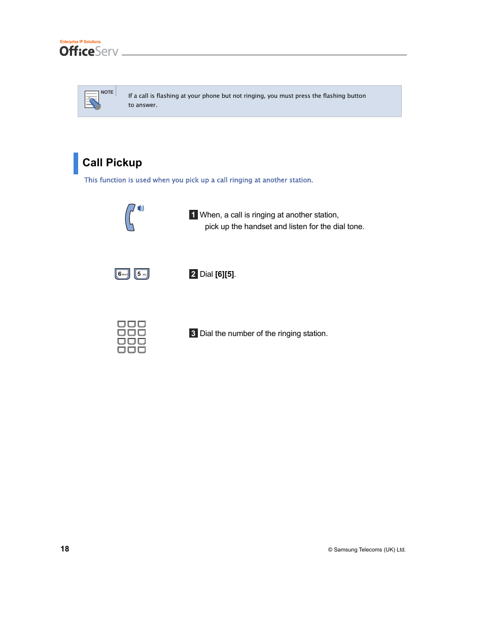 Call pickup | Samsung and DS-5007S User Manual | Page 21 / 29