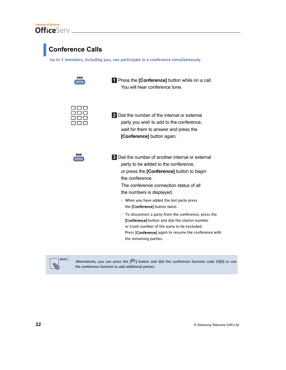 Conference calls | Samsung and DS-5007S User Manual | Page 25 / 29