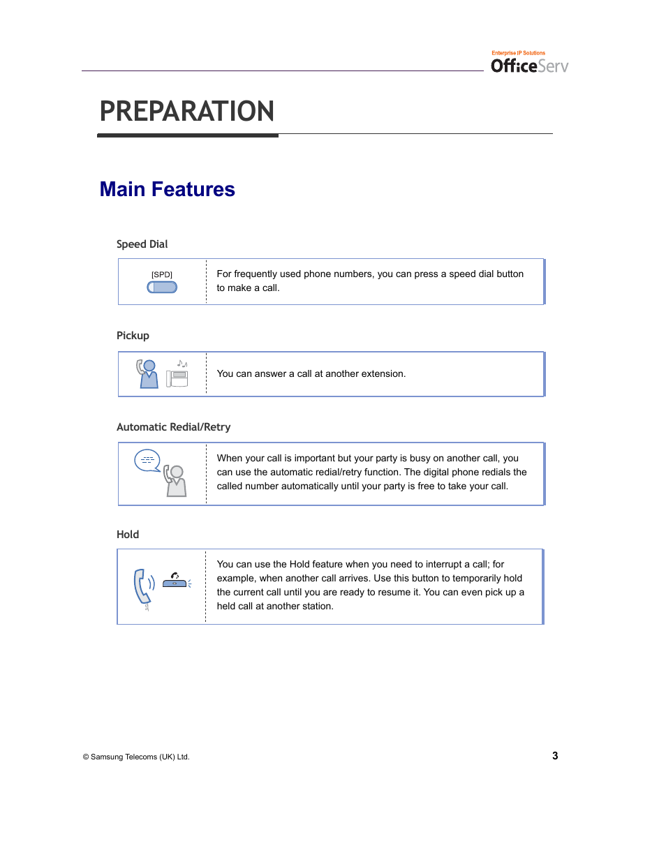 Preparation, Main features | Samsung and DS-5007S User Manual | Page 6 / 29
