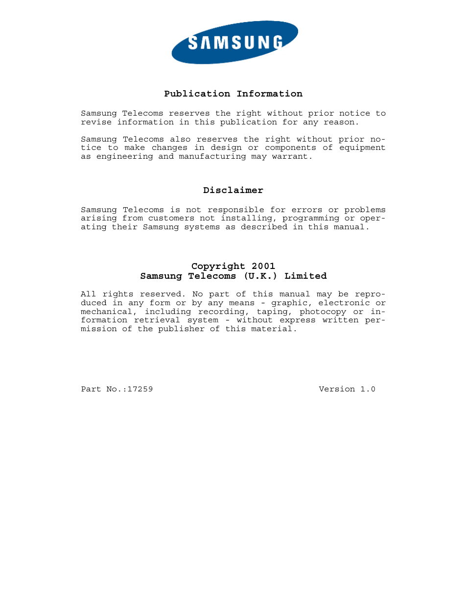 Publication information | Samsung DCS-408i User Manual | Page 2 / 41