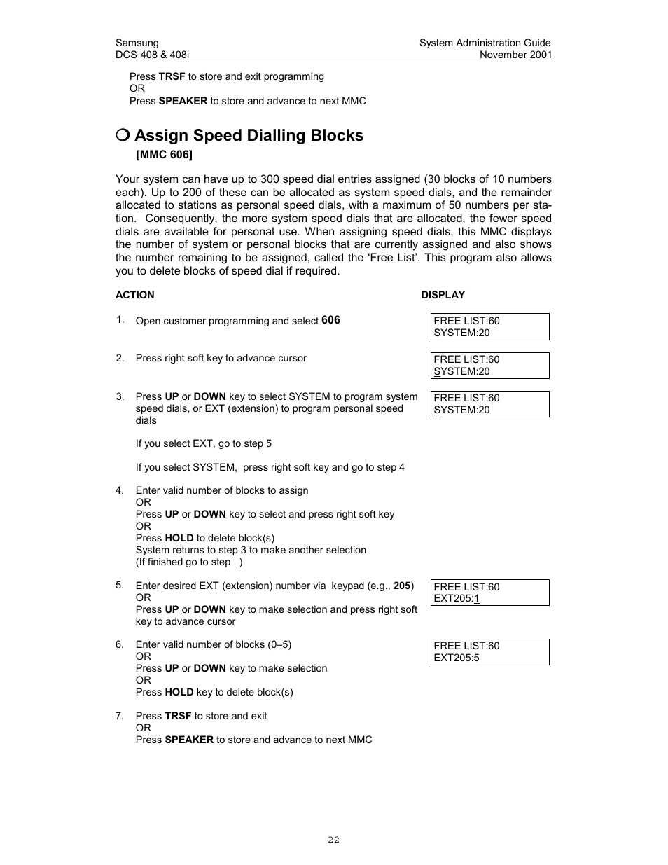 Assign speed dialling blocks | Samsung DCS-408i User Manual | Page 29 / 41