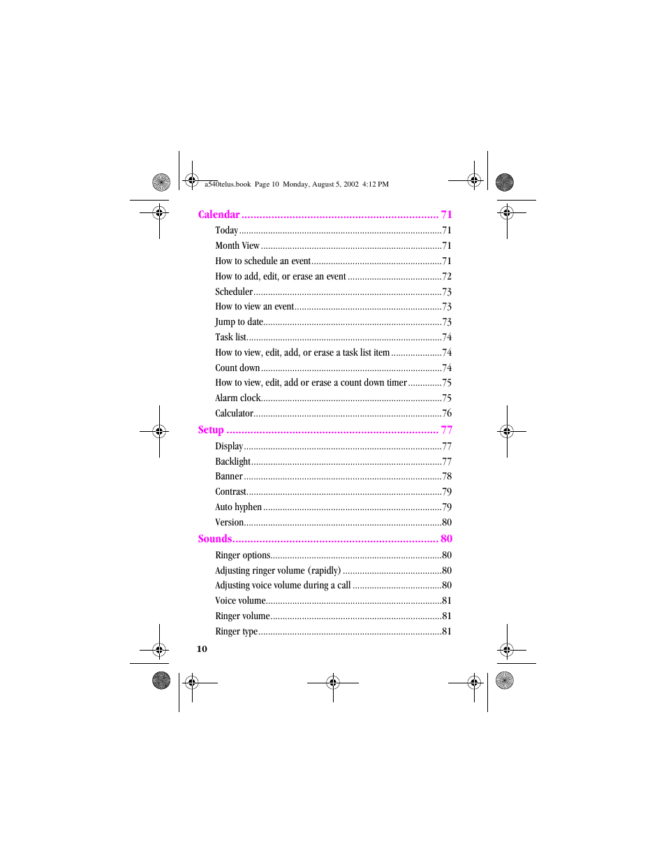 Samsung SPH-A540 User Manual | Page 10 / 124
