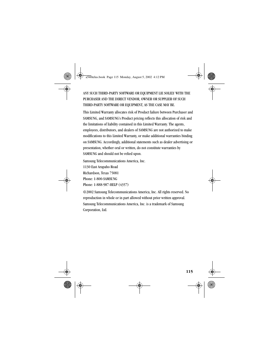 Samsung SPH-A540 User Manual | Page 115 / 124