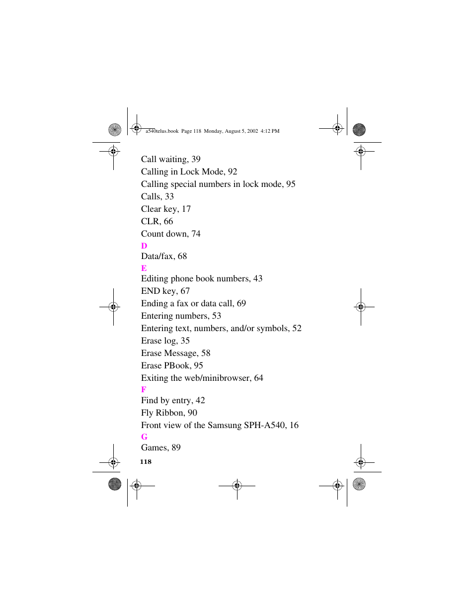 Samsung SPH-A540 User Manual | Page 118 / 124
