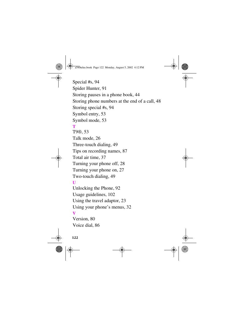 Samsung SPH-A540 User Manual | Page 122 / 124