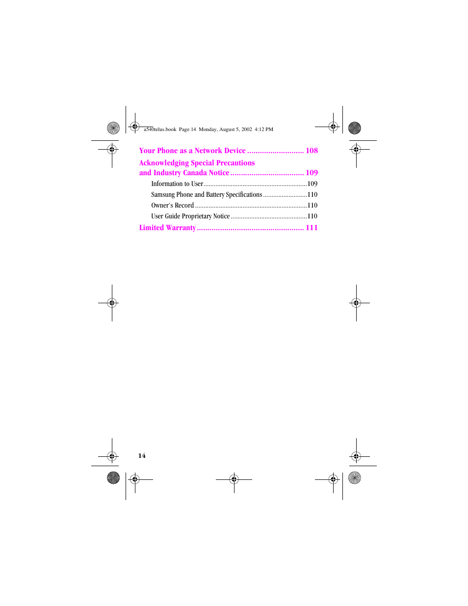 Samsung SPH-A540 User Manual | Page 14 / 124