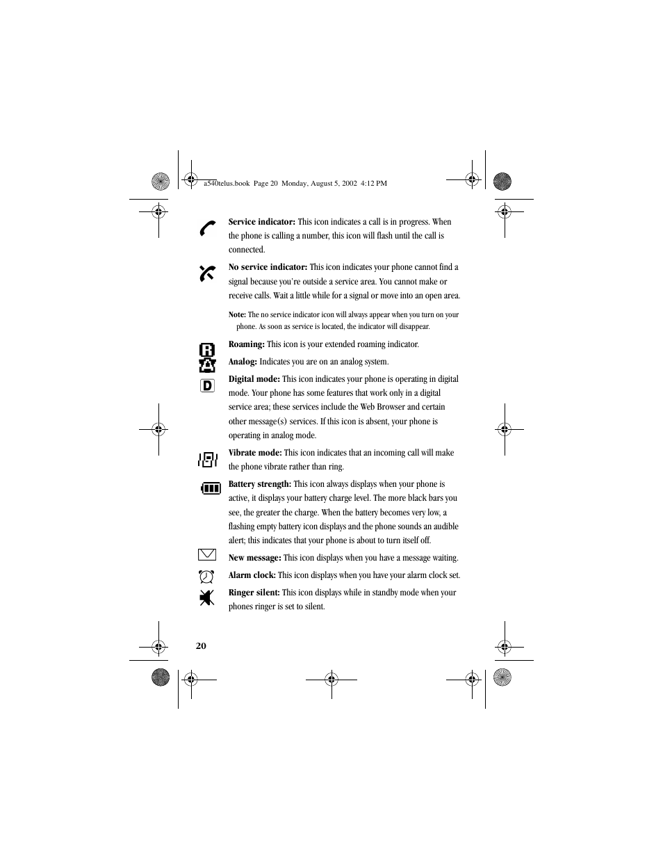 Samsung SPH-A540 User Manual | Page 20 / 124