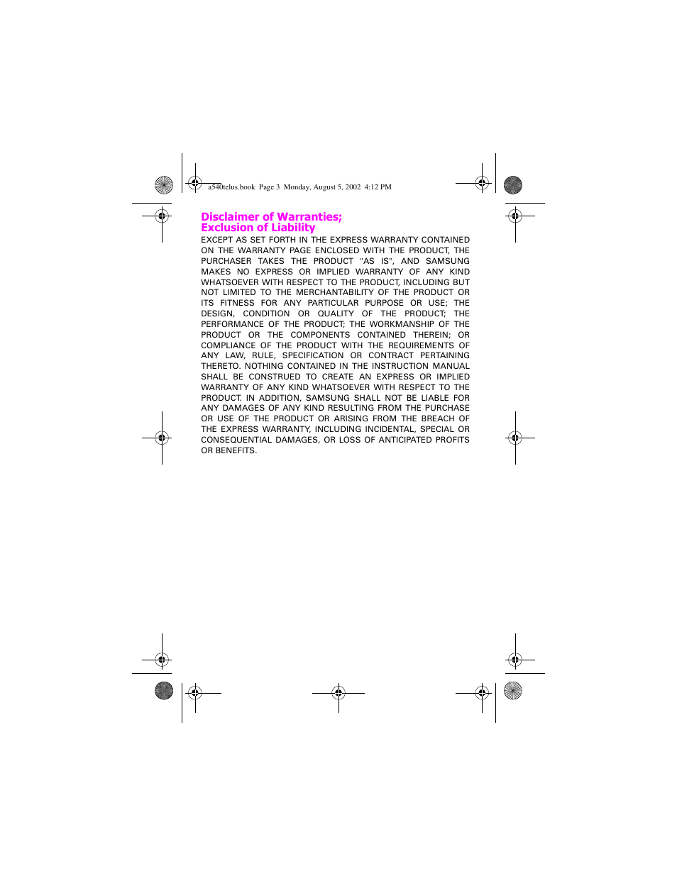 Samsung SPH-A540 User Manual | Page 3 / 124