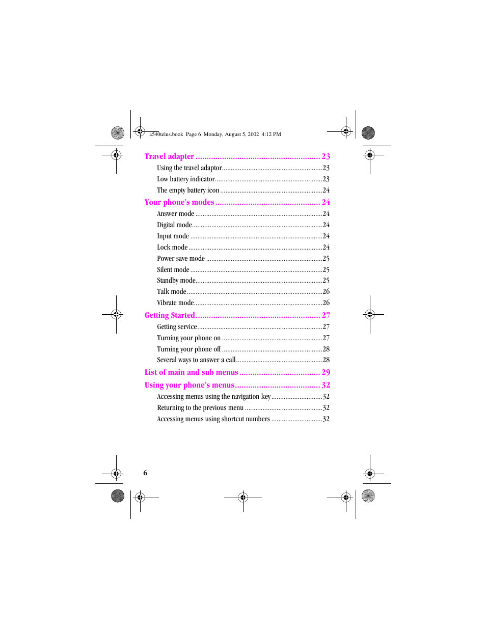 Samsung SPH-A540 User Manual | Page 6 / 124