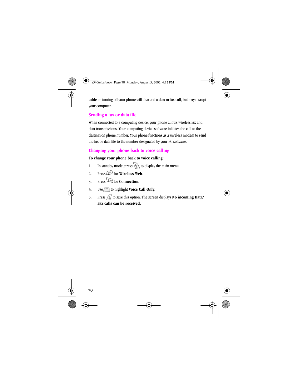 Samsung SPH-A540 User Manual | Page 70 / 124