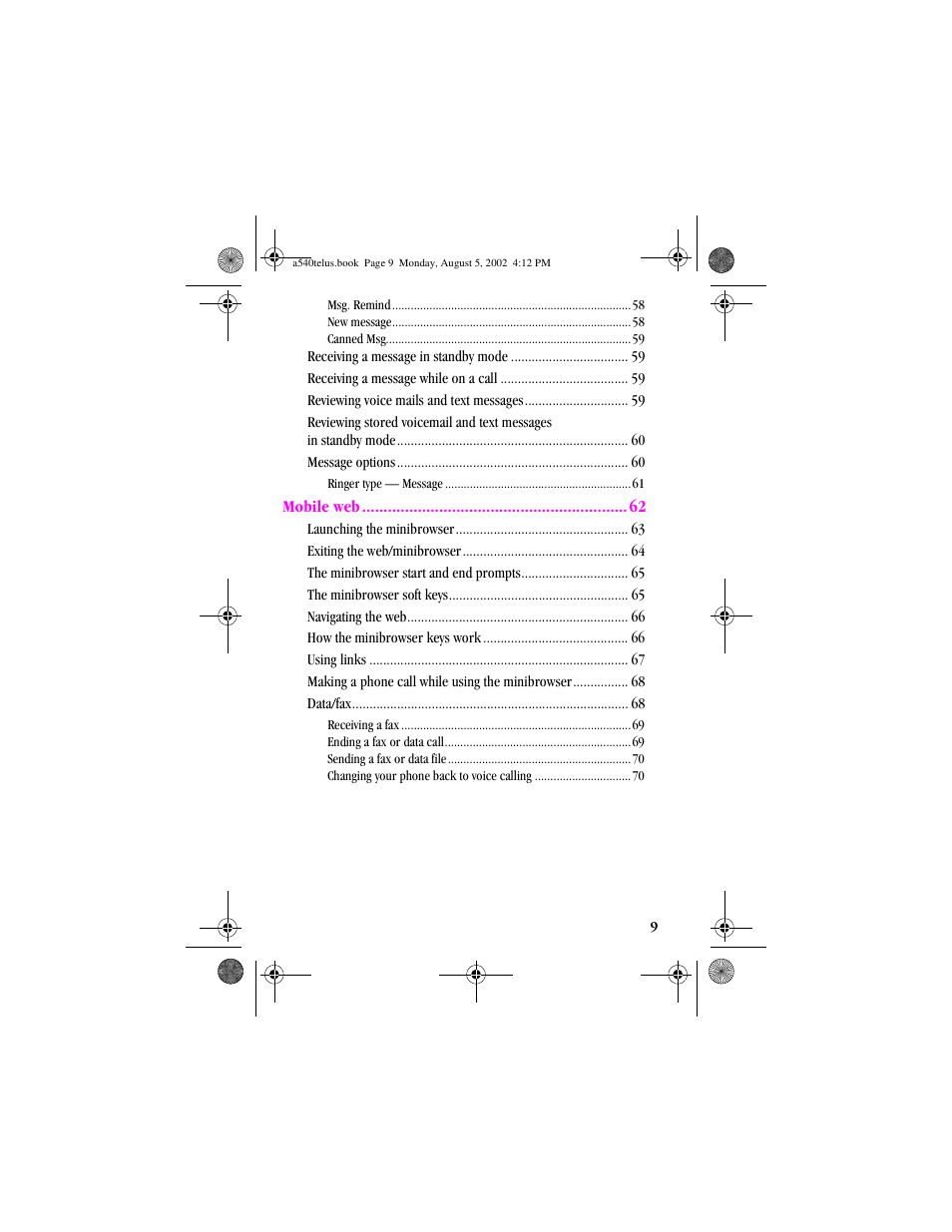 Samsung SPH-A540 User Manual | Page 9 / 124