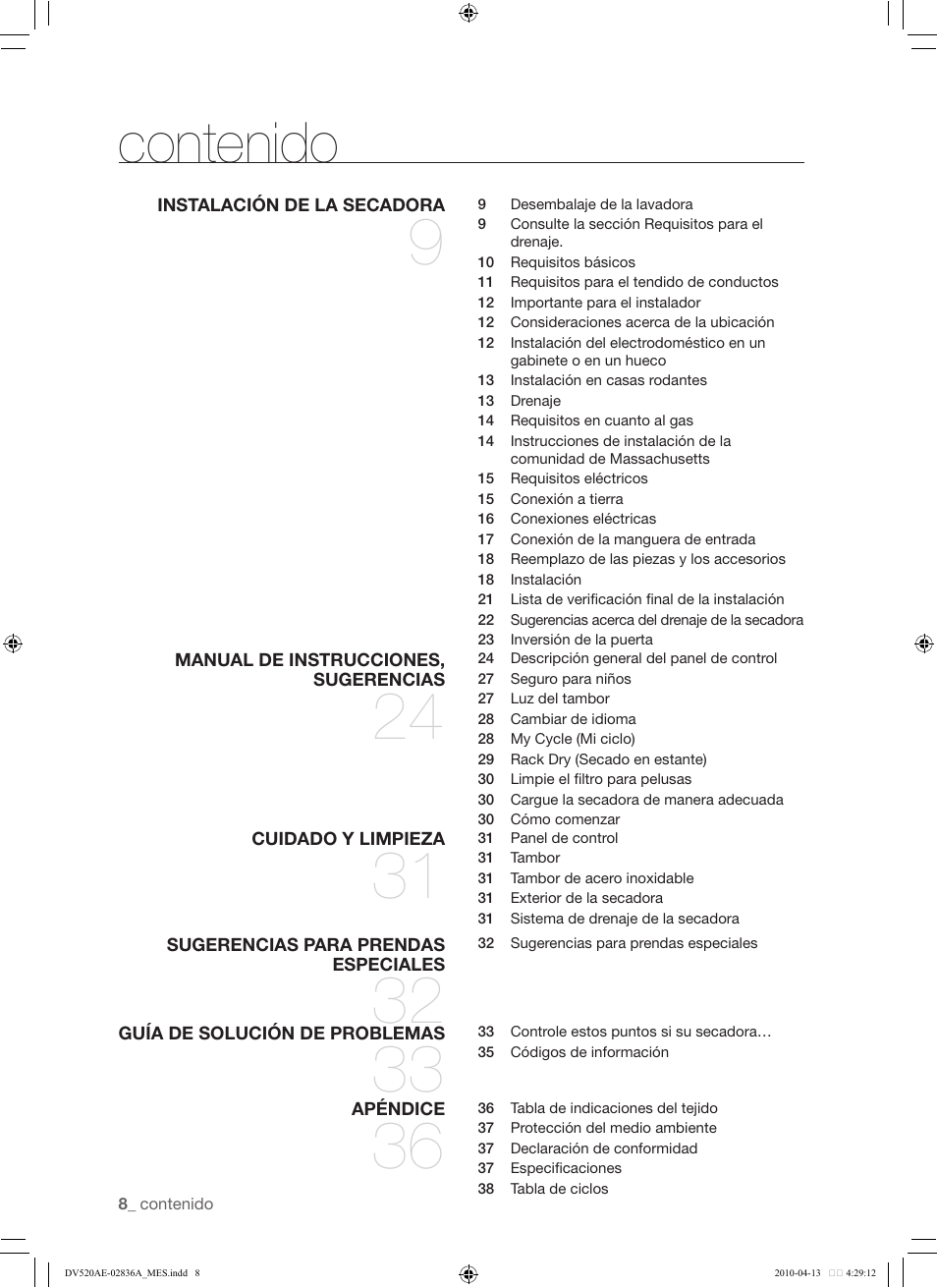 Samsung DV520AE* User Manual | Page 50 / 84