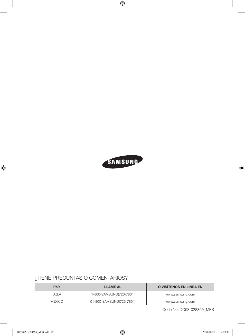 Tiene preguntas o comentarios | Samsung DV520AE* User Manual | Page 84 / 84