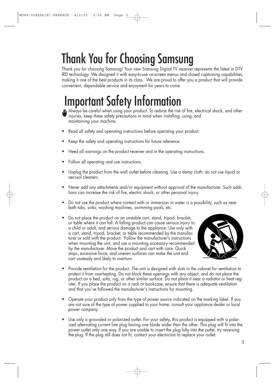 Important safety information | Samsung SIR-T351 User Manual | Page 3 / 51
