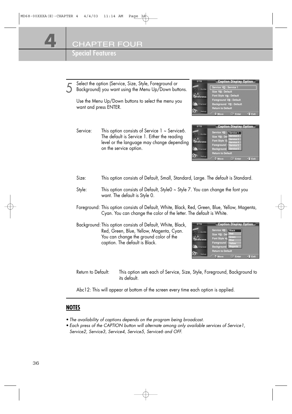 Chapter four special features | Samsung SIR-T351 User Manual | Page 36 / 51