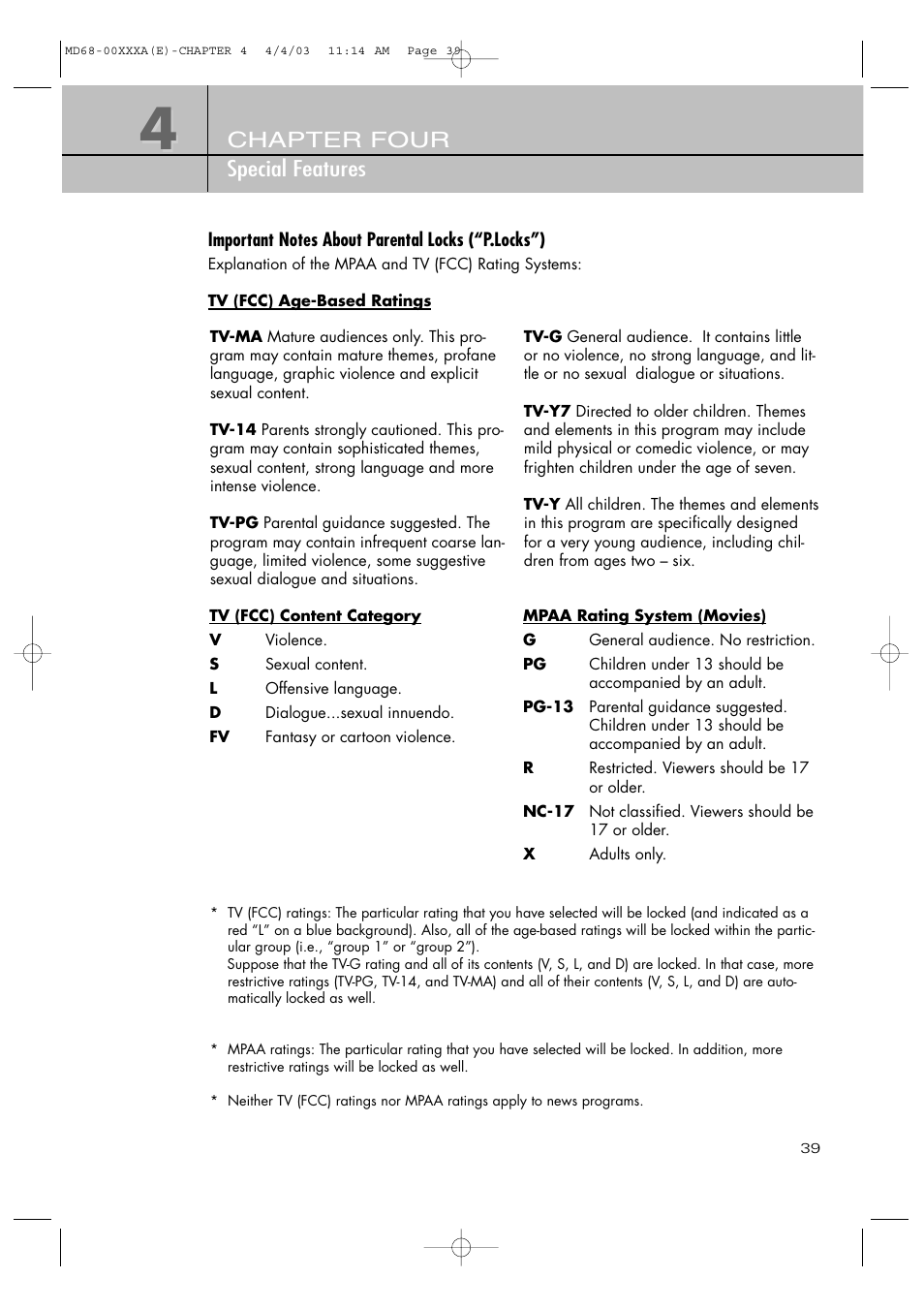 Chapter four special features | Samsung SIR-T351 User Manual | Page 39 / 51