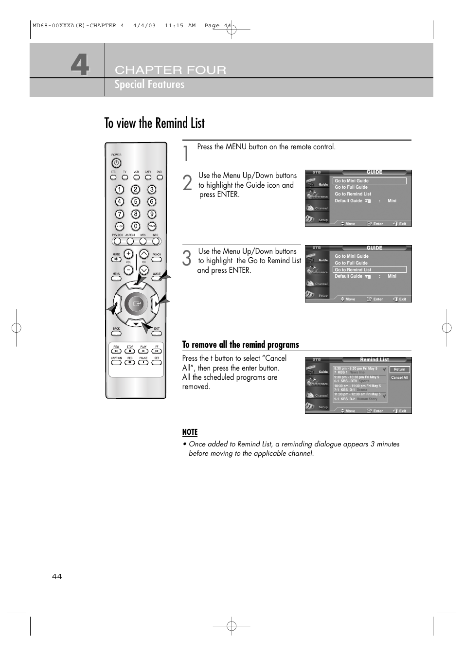 Chapter four special features | Samsung SIR-T351 User Manual | Page 44 / 51