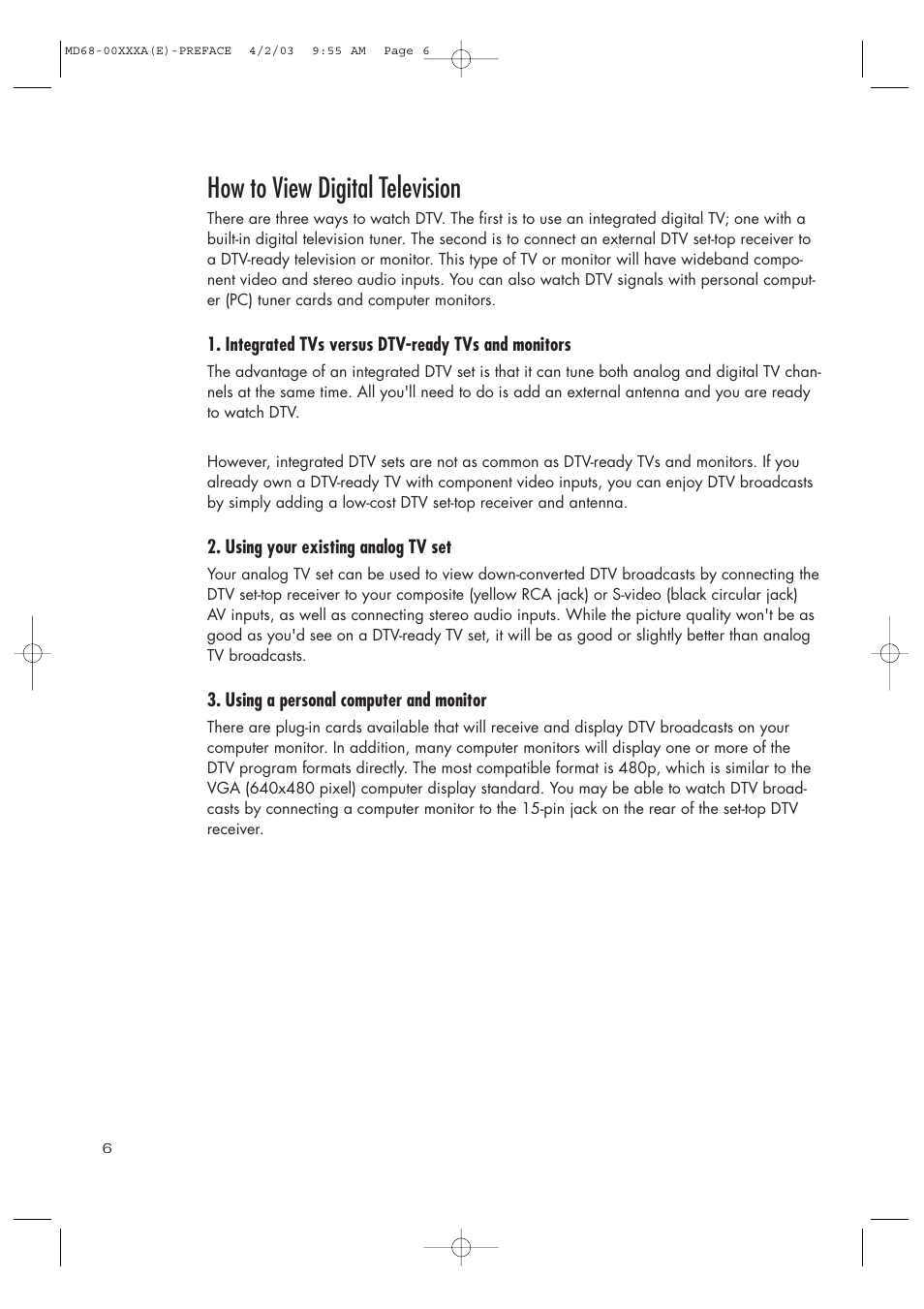 How to view digital television | Samsung SIR-T351 User Manual | Page 6 / 51