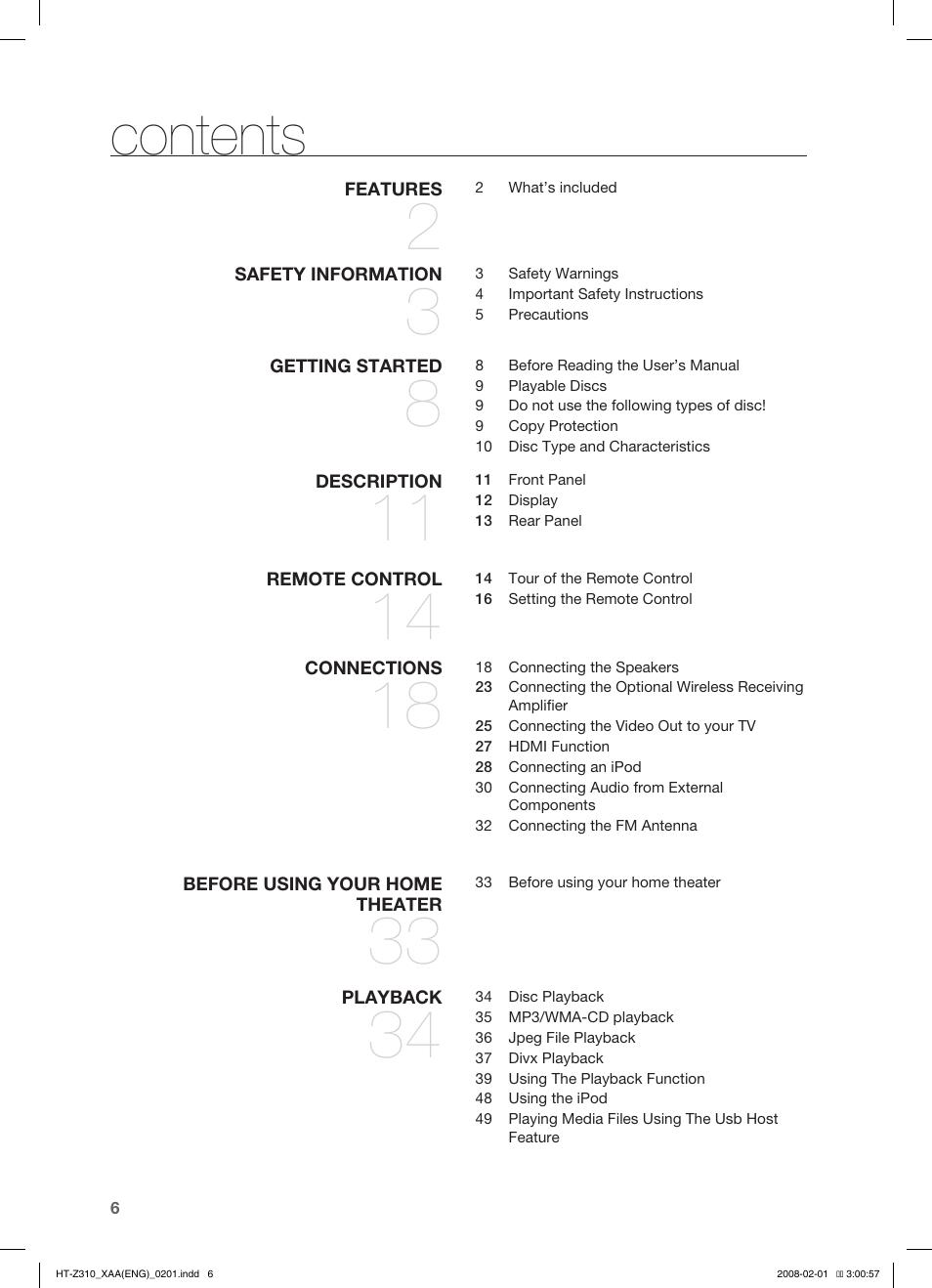 Samsung HT-TZ312  EN User Manual | Page 8 / 73