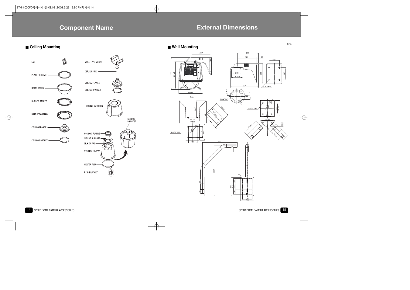 Component name, External dimensions | Samsung STB-496PPV User Manual | Page 8 / 10