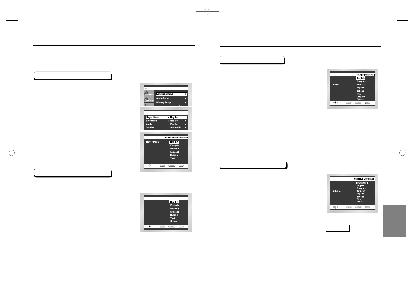 Setting up the language features | Samsung DVD-E138B User Manual | Page 25 / 29