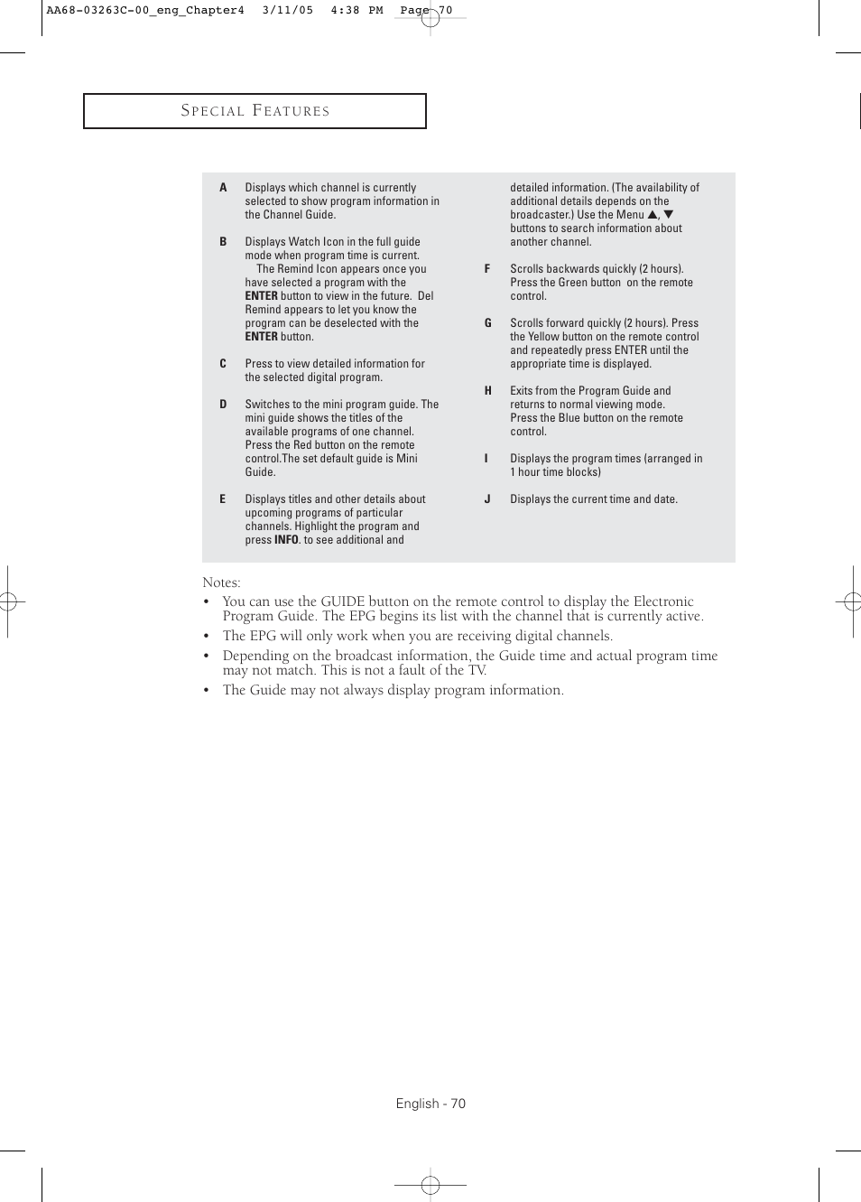 Samsung DynaFlat TX R3075WH User Manual | Page 70 / 80