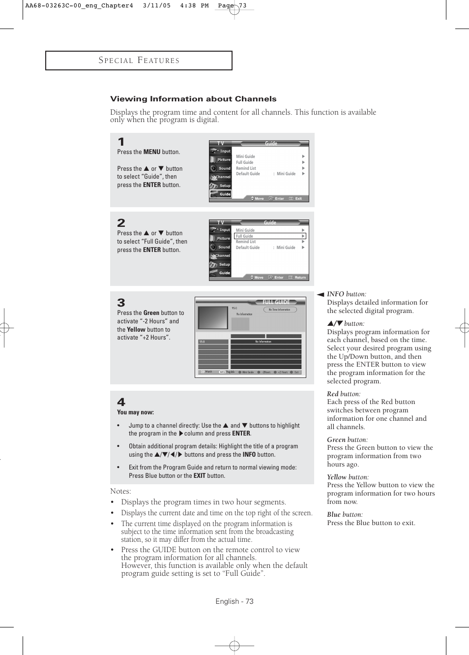 Viewing information about channels | Samsung DynaFlat TX R3075WH User Manual | Page 73 / 80