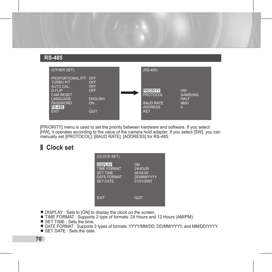 Clock set, Rs-8 | Samsung C6435(P) User Manual | Page 70 / 80