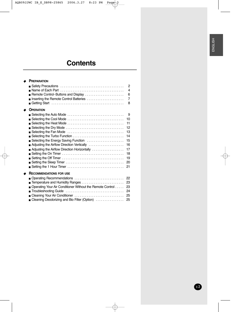 Samsung AQB18J6WC User Manual | Page 3 / 26