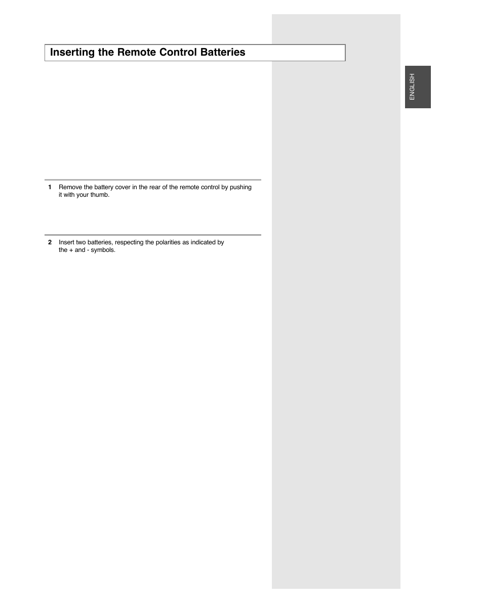 Inserting the remote control batteries | Samsung AQB18J6WC User Manual | Page 7 / 26