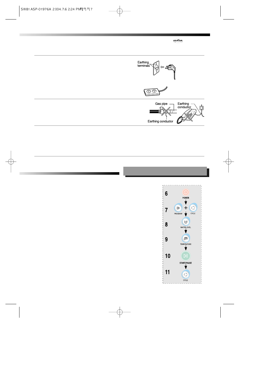 Washing instruction | Samsung SW81ASP User Manual | Page 7 / 10