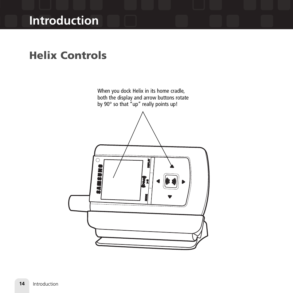 Introduction, Helix controls | Samsung XM2go User Manual | Page 14 / 92