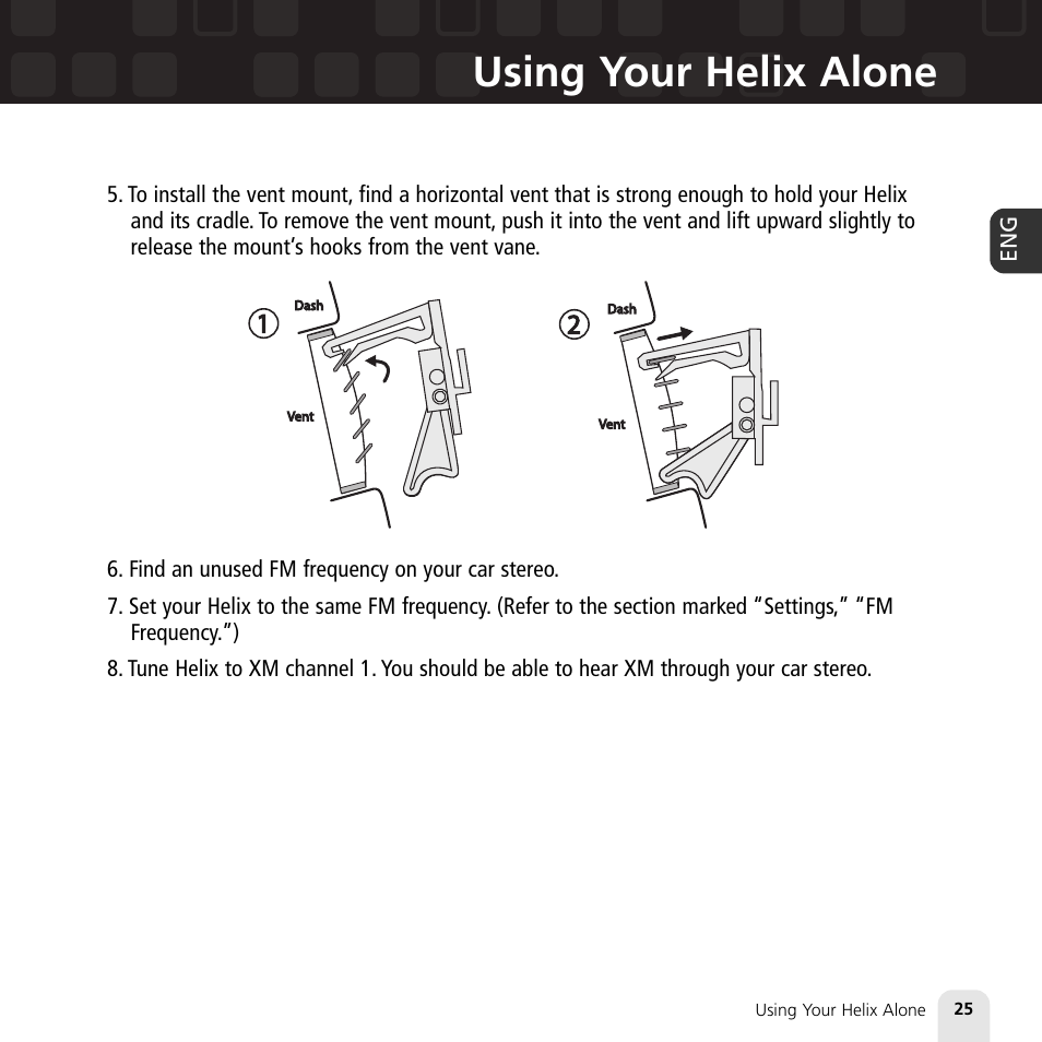 Using your helix alone | Samsung XM2go User Manual | Page 25 / 92