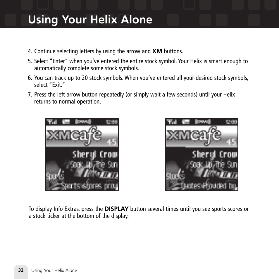 Using your helix alone | Samsung XM2go User Manual | Page 32 / 92