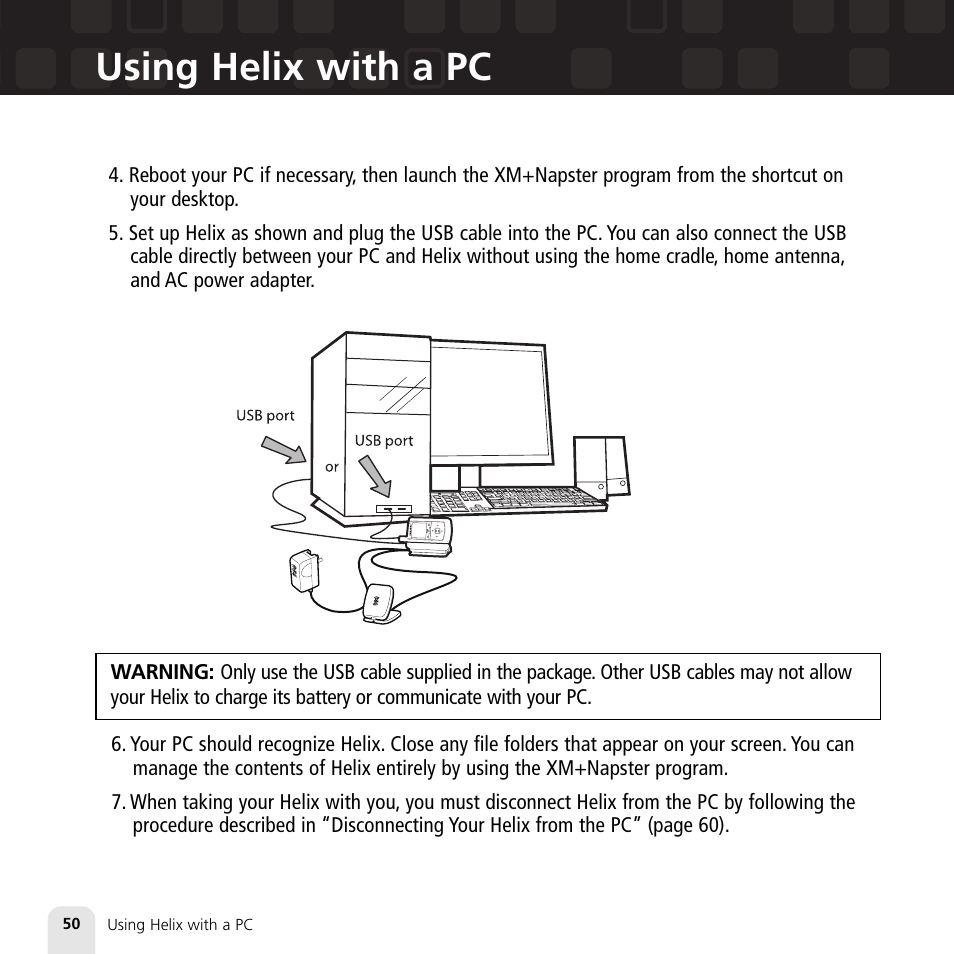 Using helix with a pc | Samsung XM2go User Manual | Page 50 / 92