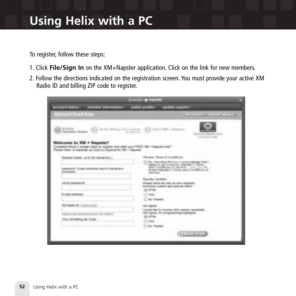 Using helix with a pc | Samsung XM2go User Manual | Page 52 / 92