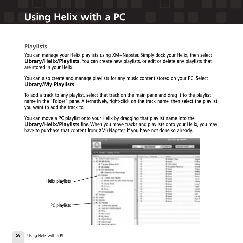 Using helix with a pc | Samsung XM2go User Manual | Page 58 / 92