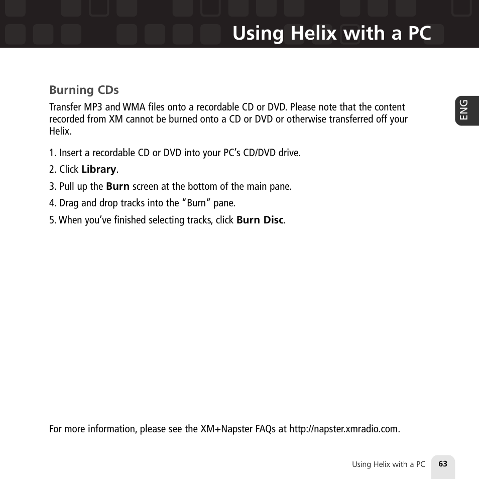 Using helix with a pc | Samsung XM2go User Manual | Page 63 / 92