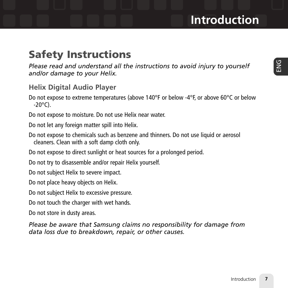 Introduction, Safety instructions | Samsung XM2go User Manual | Page 7 / 92