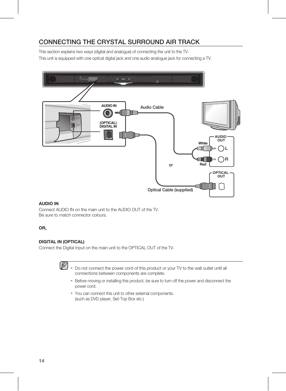 Connecting the crystal surround air track | Samsung AH68-02184F User Manual | Page 14 / 20