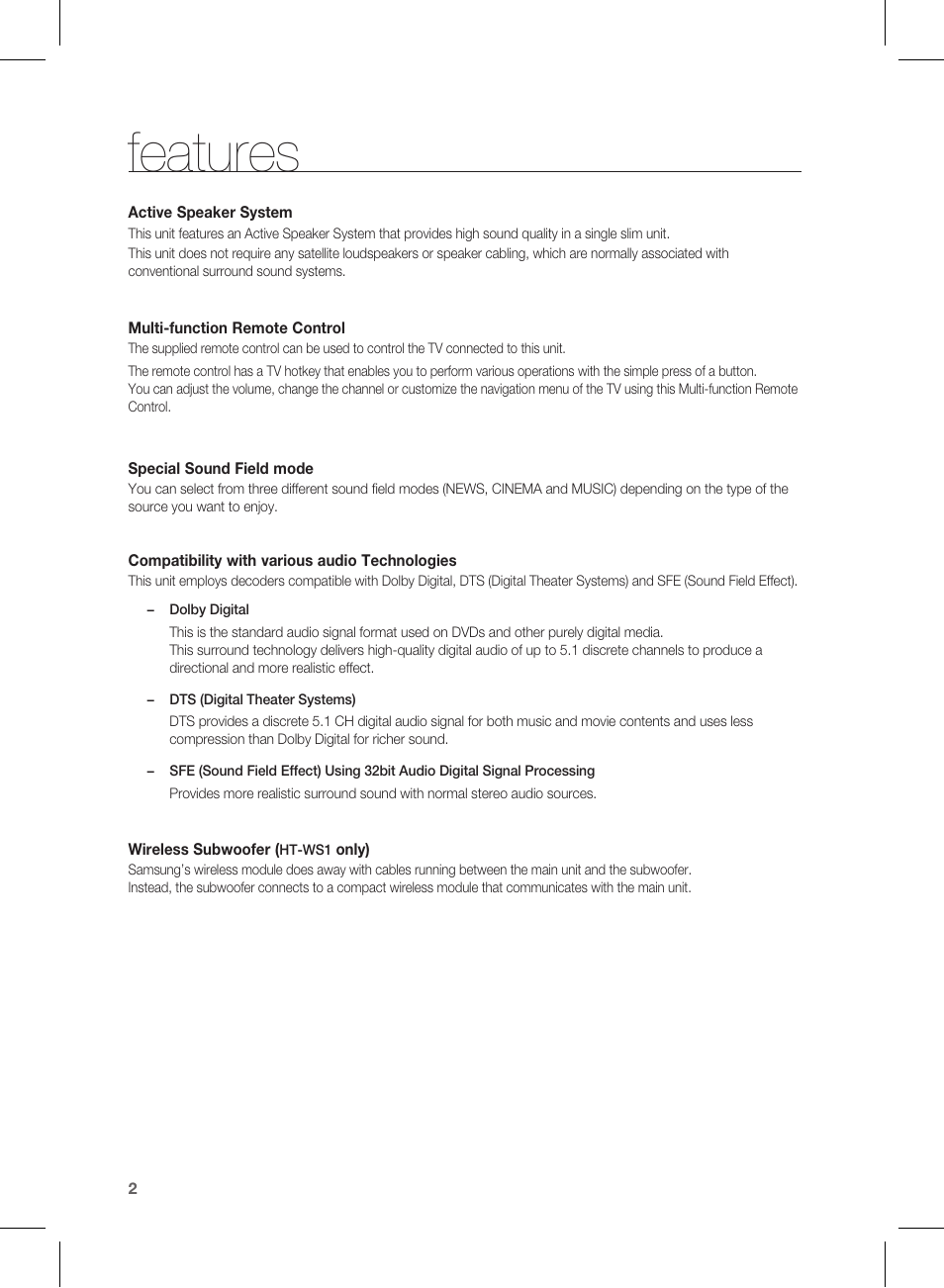 Features | Samsung AH68-02184F User Manual | Page 2 / 20