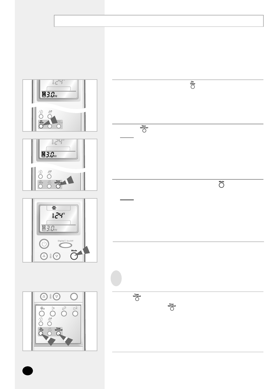 Setting the on timer | Samsung AQ12PGGE User Manual | Page 18 / 26