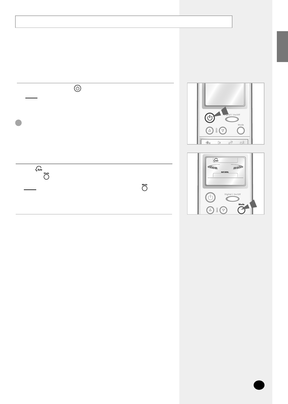 Selecting the automatic operating mode | Samsung AQ12PGGE User Manual | Page 9 / 26